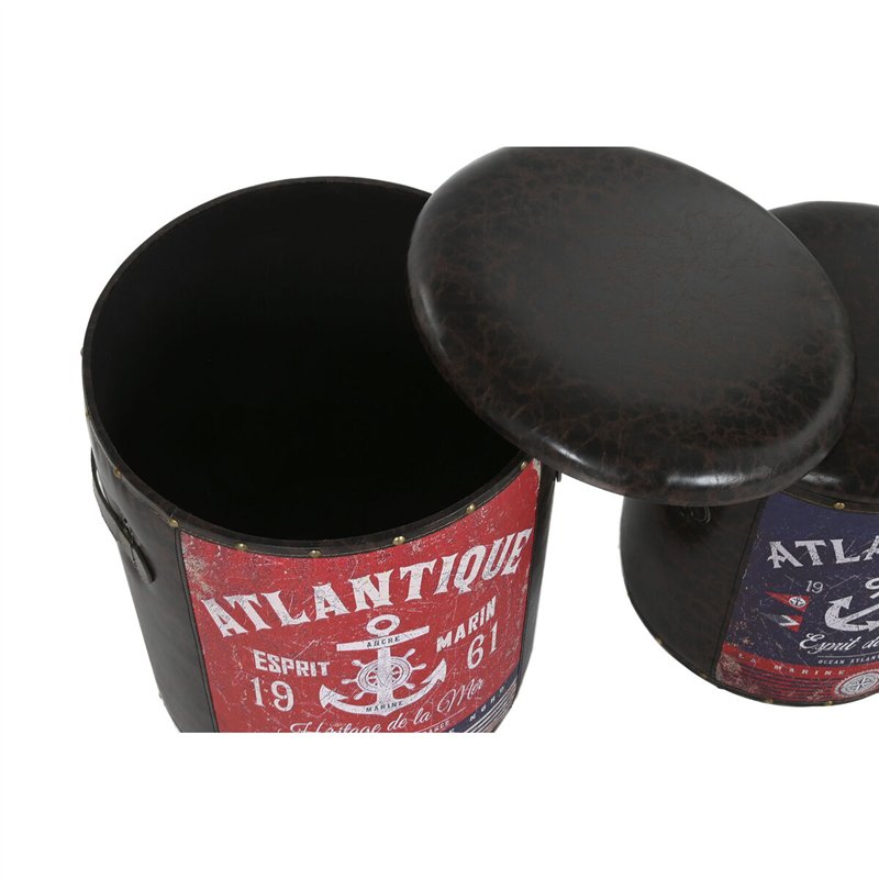 Image secondaire de Set de boîtes décoratives Home ESPRIT Marron Multicouleur Polyuréthane Métal Vintage