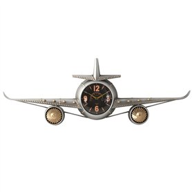Horloge Murale Home ESPRIT Doré Argenté Métal Avion Vintage 114 x 11 x 40 cm