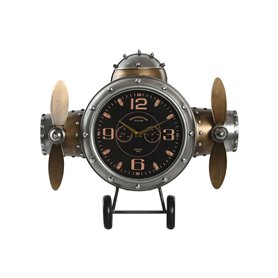 Horloge Murale Home ESPRIT Doré Argenté Métal Avion Vintage 50 x 10