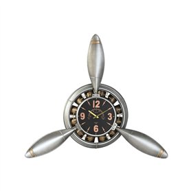 Horloge Murale Home ESPRIT Doré Argenté PVC Métal Hélices Vintage 133 x 24 x 120 cm