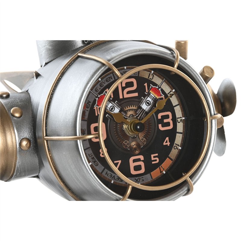 Image secondaire de Horloge de table Home ESPRIT Doré Argenté Avion Vintage
