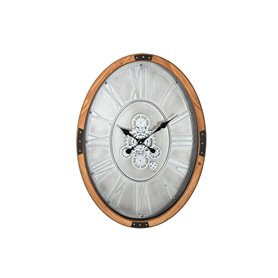 Horloge Murale Home ESPRIT Argenté Naturel Métal Verre Bois de pin 50 x 8 x 68 cm