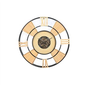 Horloge Murale Home ESPRIT Noir Naturel Métal Rotin 100 x 9 x 100 cm