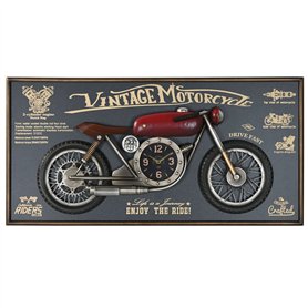 Horloge Murale Home ESPRIT Rouge Doré PVC Métal Moto Vintage 120 x 15