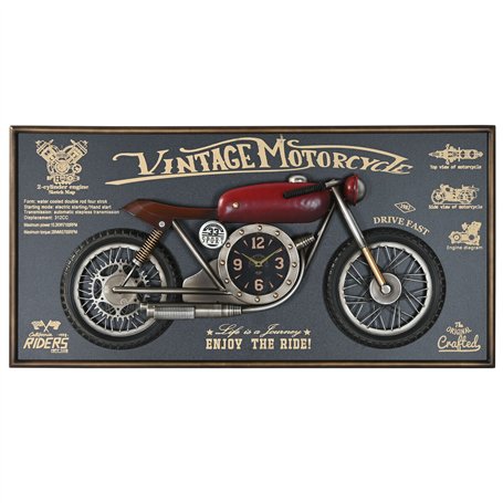 Horloge Murale Home ESPRIT Rouge Doré PVC Métal Moto Vintage 120 x 15