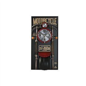 Horloge Murale Home ESPRIT Noir Rouge Doré PVC Métal Moto Vintage 60 x 18 x 120 cm