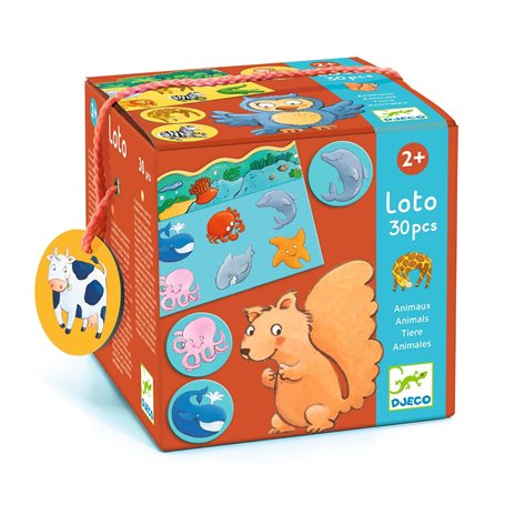 DJECO Loto des Animaux - Dès 2 Ans - Jeu d'Association d'Image : Replacer les Animaux dans leur Milieu Naturel ! Apprentissage L