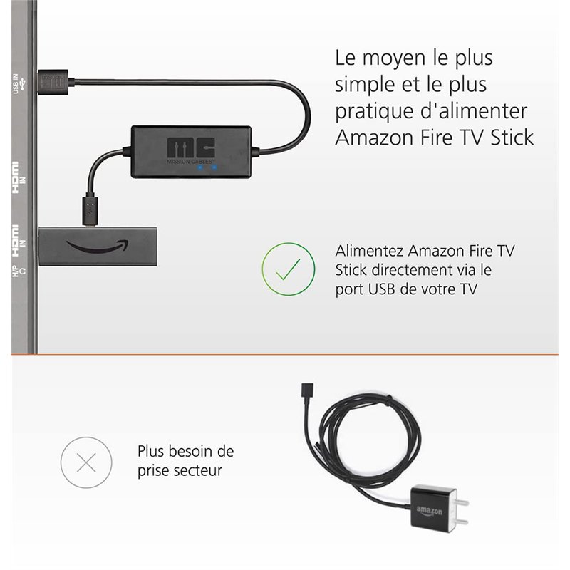 Image secondaire de Mission Cables Câble d'alimentation USB pour Amazon Fire TV