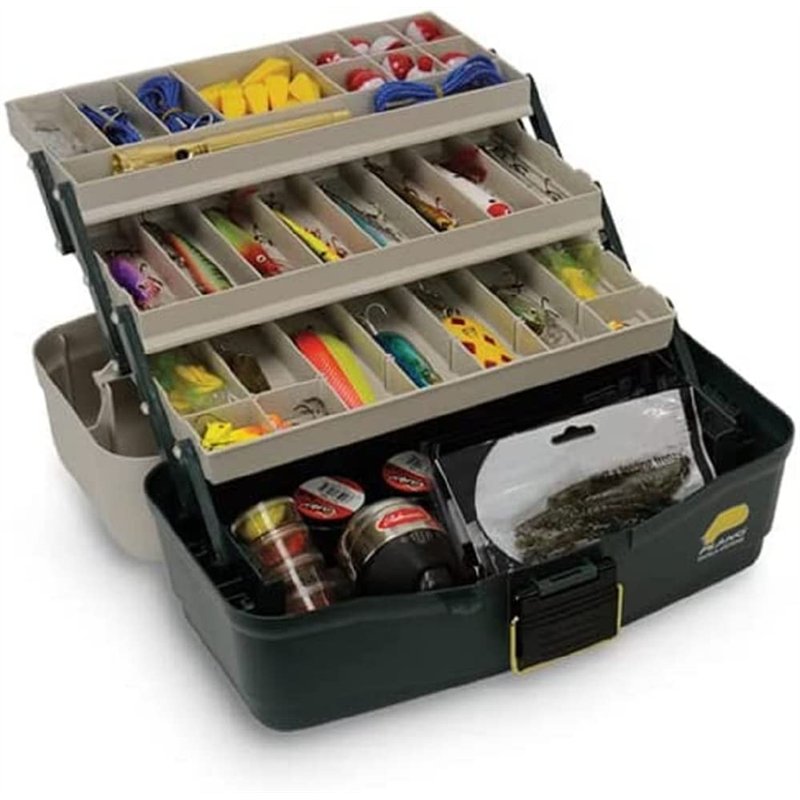 Plano Boîte de rangement à trois plateaux respectueuse de l'environnement, boîte de rangement moulée, pour toutes les pêches, un