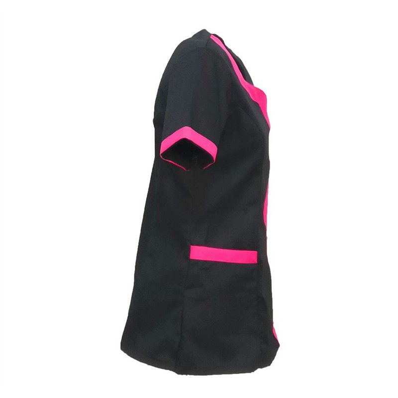 Image secondaire de Fratelli d'Italia Blouse de travail noire pour femme, blouse d'été pour coiffeur, centre de beauté XXXL fuchsia