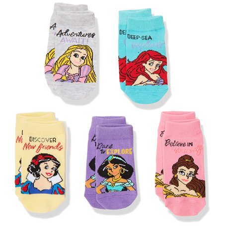 Disney Girls' Princess 5 Pack Shorty Socks