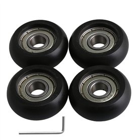 BQLZR 8 x 32 x 12 mm Noir Plastique Roulement en acier à roulement à billes Guide Poulie Rouleau ronde de roue jusqu'à 191 kg po
