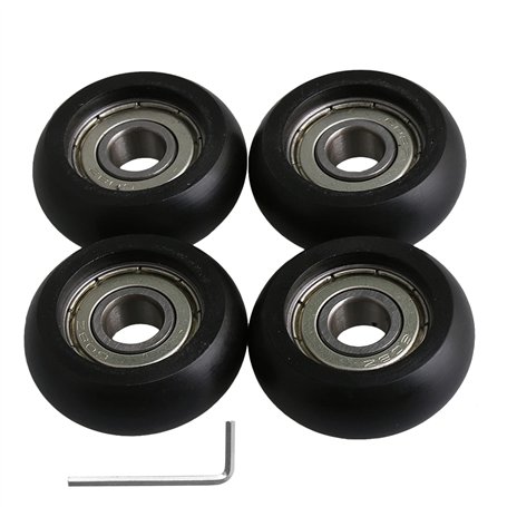 BQLZR 8 x 32 x 12 mm Noir Plastique Roulement en acier à roulement à billes Guide Poulie Rouleau ronde de roue jusqu'à 191 kg po