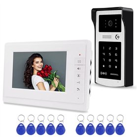 FTSTech 7" Couleur Filaire Vidéo Porte Téléphone RFID Caméra Vidéo Sonnette Système d'Interphone pour Les Appartements à Domicil