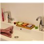 Suuted Porte-Savon élégant à 3 Compartiments en Bois de Bambou Naturel pour Salle de Bain/Douche/Cuisine, avec évacuation de l'e