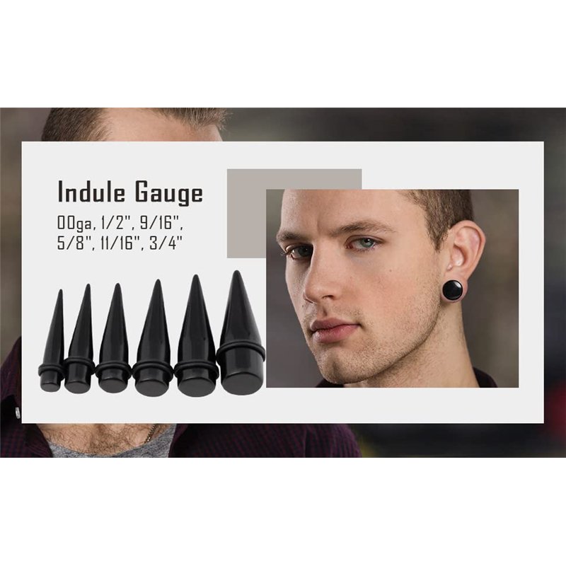 Image secondaire de Jovivi Lot® 10–20 mm en acrylique à pointes Fuseau Écarteur d'oreille en Plug kit 6 pcs