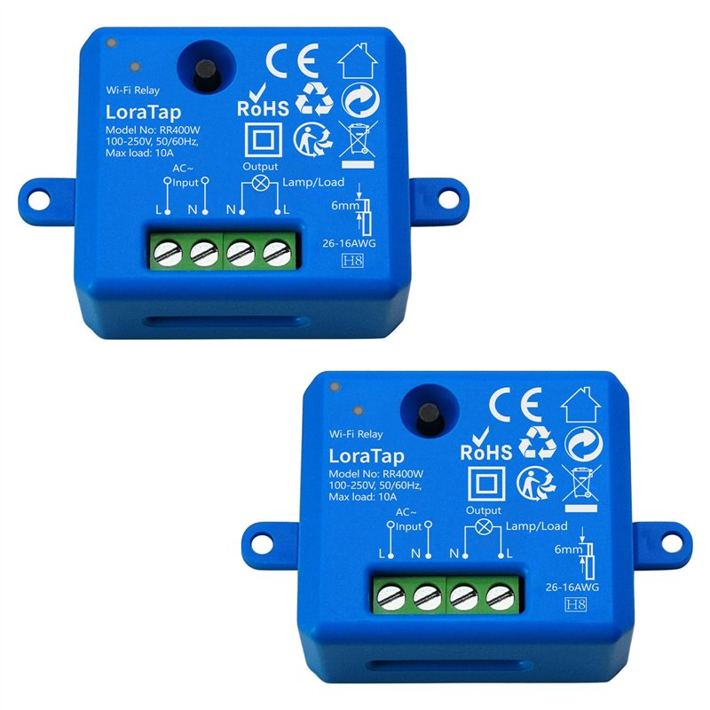 LoraTap Lot de ２ Interrupteur WiFi Alexa Sans Fil, MINI TAILLE, Récepteur 2500W 10A, Commutateur Connecté Intelligent, Commande 