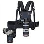 Nicama NC-VEST Harnais de transport Photographe sangle de poitrine corps élastique réglable pour 2 Appareils Photos Noir Canon N
