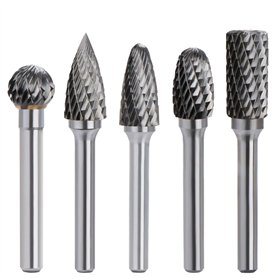 Kit de 5 pièces Fraises Rotatives en Carbure de Tungstène Double Coupe Tige 6mm Tête 10mm Outil Dremel Perceuse Ponceuse Electri