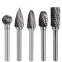 Kit de 5 pièces Fraises Rotatives en Carbure de Tungstène Double Coupe Tige 6mm Tête 10mm Outil Dremel Perceuse Ponceuse Electri