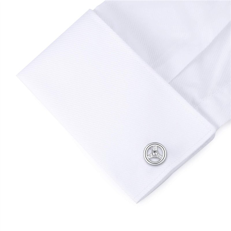 Image secondaire de HONEY BEAR boutons de manchette pour hommes - Volant de direction pilote de voiture de course, argent