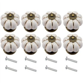 Clarmonde Lot de 8 boutons en céramique en forme de citrouille pour meubles