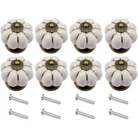 Clarmonde Lot de 8 boutons en céramique en forme de citrouille pour meubles
