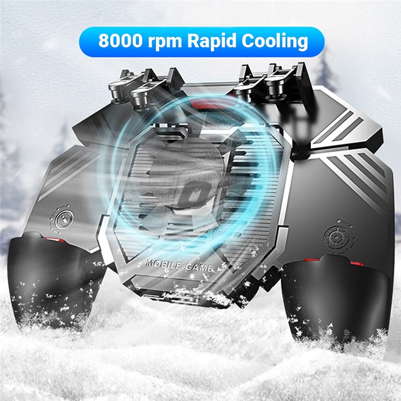 Image secondaire de Manette Telephone avec Ventilateur, Contrôleur de Jeu Mobile Portable 6 Doigts Gamepad Joystick Universel L1R1 pour PUBG Smartph