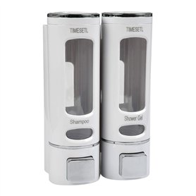 Distributeur Savon Mural 400MLX 2 TIMESETL Distributeur Shampoing et Gel Douche Distributeur Savon Douche Double Distributeur de