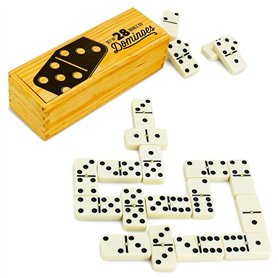 Brybelly Sabot de Double Six Dominos avec Laiton toupies en boîte de Rangement en Bois