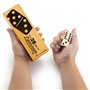 Brybelly Sabot de Double Six Dominos avec Laiton toupies en boîte de Rangement en Bois, Lot de 28