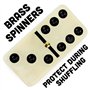 Brybelly Sabot de Double Six Dominos avec Laiton toupies en boîte de Rangement en Bois, Lot de 28