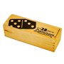 Brybelly Sabot de Double Six Dominos avec Laiton toupies en boîte de Rangement en Bois, Lot de 28