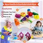 Tigerhu Jouets de Cuisine en Bois pour Enfants, 24 Pièces, Bouteille de Fruits et d'épices en Bois, Jouets de Cuisine Jouets Ldu