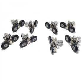 Lot de 8 roulettes pour porte de douche simple/glissières/roues/poulies Diamètre 25 mm Pièces de rechange en alliage de zinc