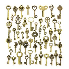 YMWALK Antique Bronze Clés Charme Pendentifs Ensemble Formes Aléatoires Tailles Charms Clé Accessoires Faits À La Main pour la F