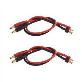 be in your mind 2pcs Câble de Chargeur Banane T-Plug à 4mm Compatible pour Chargement de Batterie RC Lipo - 12 Pouces (14AWG)