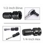 Pomlink Lot de 2 adaptateurs 1/2" carré à 1/4" hexagonal, convertisseur de mandrin à libération rapide pour clé à cliquet à impa