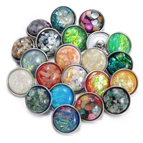 Soleebee 24 pcs Bouton Pression en Cristal Coquille Opale Bijoux Charms de 20mm