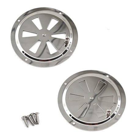 Lot de 2 grilles d'aération circulaires en acier inoxydable 316 Ø 12