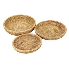 SUMTree 3pcs Panier de Service Corbeille à Fruits Rond Panier d’osier Rangement pour cookies