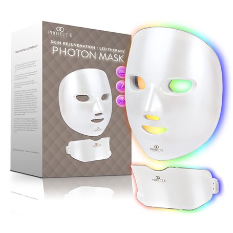 Masque de Luminothérapie 7 couleurs par Project E Beauty | Soins du Visage | Eclaircit et Raffermit la Peau | Calme l'Inflammati