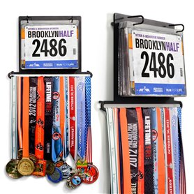 Gone For a Run BibFOLIO Plus Porte-dossard de course et support de médailles de course à pied | Présentoir pour médailles de cou