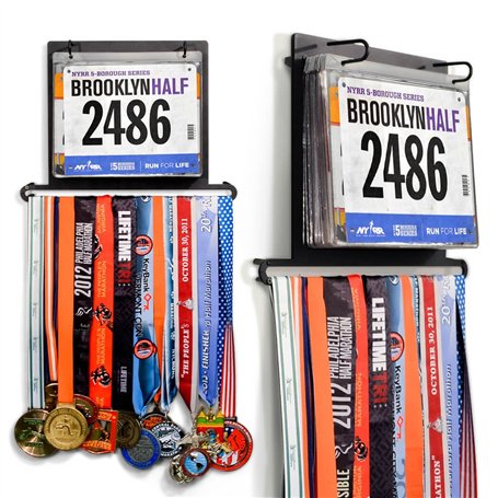 Gone For a Run BibFOLIO Plus Porte-dossard de course et support de médailles de course à pied | Présentoir pour médailles de cou