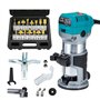 Affleureuse Défonceuse Trimmer Router Fraiseuse Électrique Outil à Bois 710W Pince 8mm 6.35mm + Coffret de 15 Fraises à défoncer