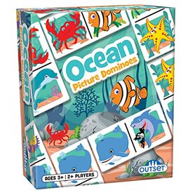 Picture Dominos : jeu assorti sur le thème de l'océan pour enfants d'âge préscolaire – Contient 36 dominos – pour 2 joueurs ou p