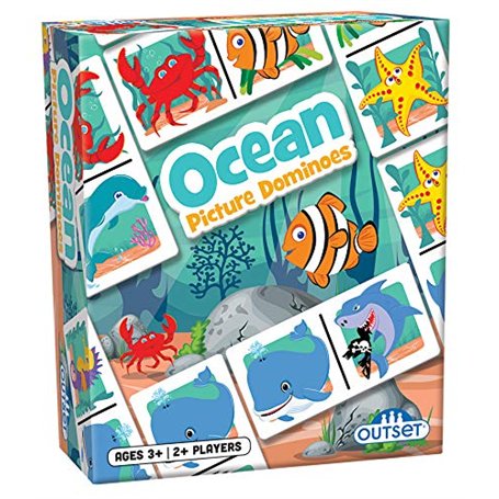 Picture Dominos : jeu assorti sur le thème de l'océan pour enfants d'âge préscolaire – Contient 36 dominos – pour 2 joueurs ou p
