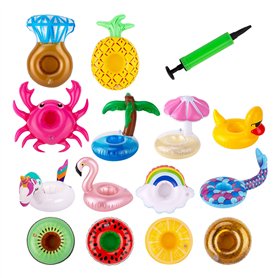 SAVITA 14pcs Porte-Gobelets Gonflables avec 1 Pompe à Air Mignon Flotteurs pour Piscine d'Été Décorations de Fête Jouets Amusant