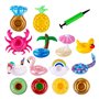 SAVITA 14pcs Porte-Gobelets Gonflables avec 1 Pompe à Air Mignon Flotteurs pour Piscine d'Été Décorations de Fête Jouets Amusant