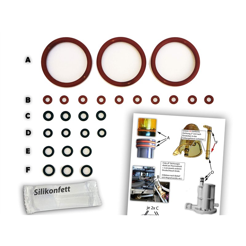 Joint kit/Kit de maintenance (XL) pour serie de DeLonghi ESAM - Infuseur-Groupe & Bloc Thermique - Toriques - TOP Qualité
